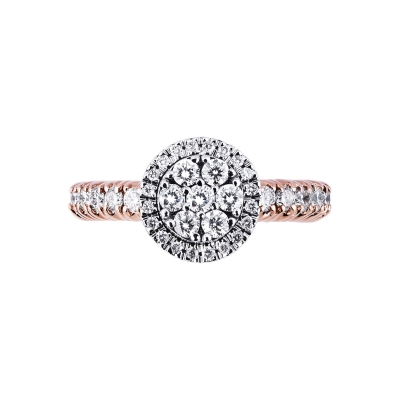 Bague extensible en or blanc et rose 750 avec diamants