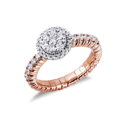 Bague extensible en or blanc et rose 750 avec diamants