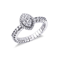 Bague extensible en or blanc 18k avec diamants