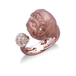 Bague carlin chien or rose 750 y diamantes