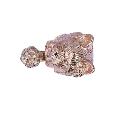 Bague chien maltais en or rose 18k avec diamants