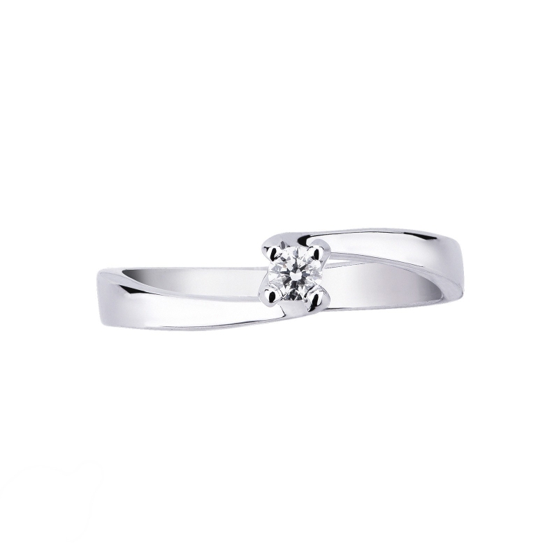 Bague solitaire 0.10 ct et or blanc 18k Bague solitaire 0.10 ct et or blanc 18k