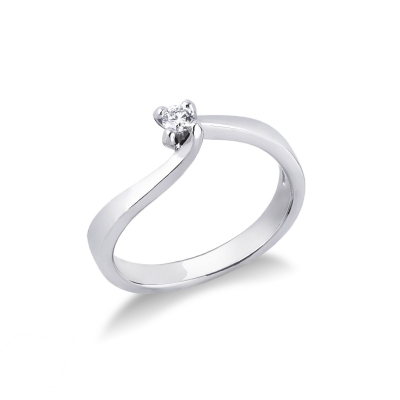 Bague solitaire 0.10 ct et or blanc 18k