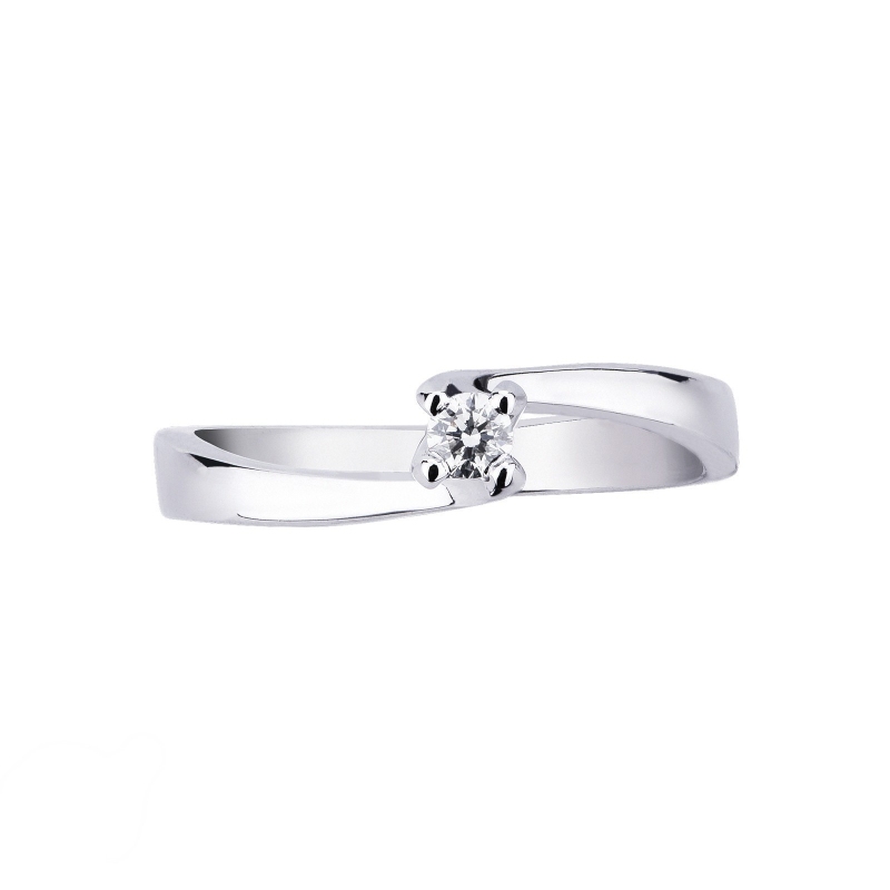 Solitaire bague 4 griffes diamant or blanc 18k