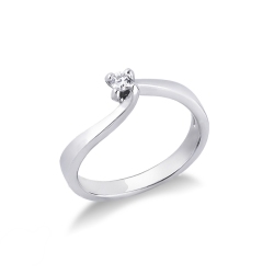 Solitaire bague 4 griffes diamant or blanc 18k