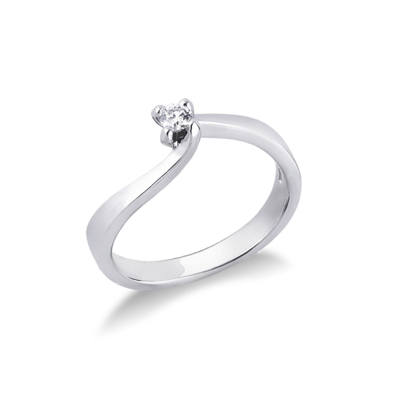 Solitaire bague 4 griffes diamant or blanc 18k
