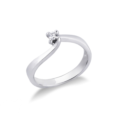 Solitaire bague 4 griffes diamant or blanc 18k