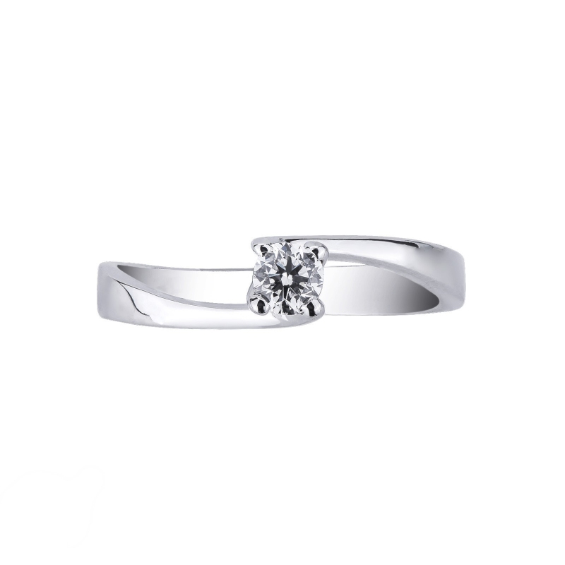 Bague solitaire or blanc 18k avec diamant 0.20 ct Bague solitaire or blanc 18k avec diamant 0.20 ct