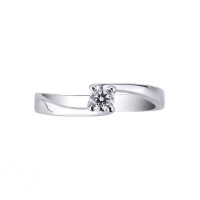 Bague solitaire or blanc 18k avec diamant 0.20 ct