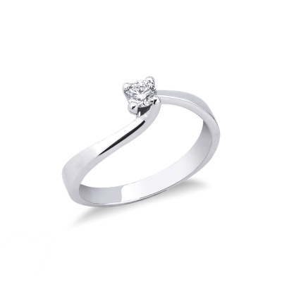 Bague solitaire or blanc 18k avec diamant 0.20 ct