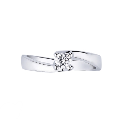 Solitaire femme en or blanc 18k et diamant 0.25 ct