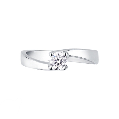 Solitaire diamant 0.30 ct en or blanc 18k