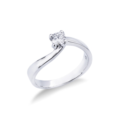 Solitaire avec diamant 0.35 ct en or blanc 18k
