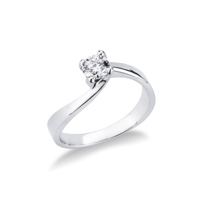Bague de fiançailles en or blanc 18k avec diamant 0.40 ct 