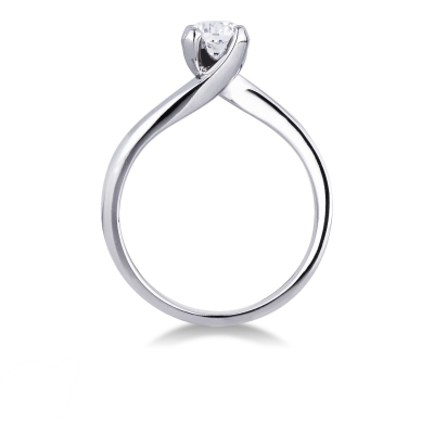 Bague solitaire avec un diamant de 0.50 ct en or blanc 18k