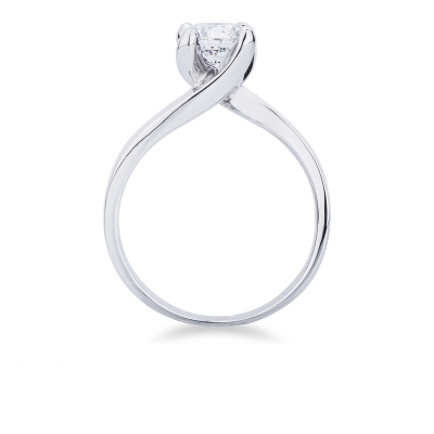 Bague solitaire à griffes en or blanc 18ct avec diamant 0,90 carats