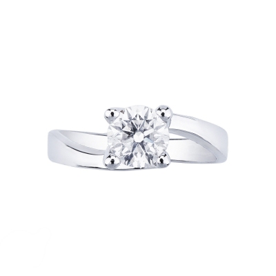 Bague mariage solitaire en or blanc 18 carats diamant 1.00 ct