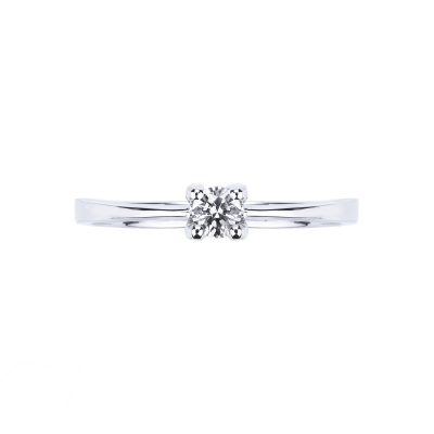 Solitaire en or blanc 18k avec diamant 0.20 ct