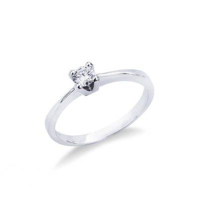 Solitaire en or blanc 18k avec diamant 0.20 ct