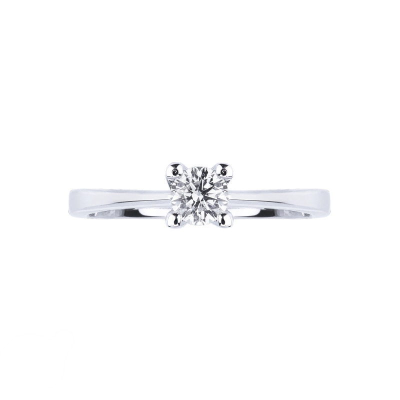 Bague solitaire avec diamant 0.30 ct en or blanc 18k 