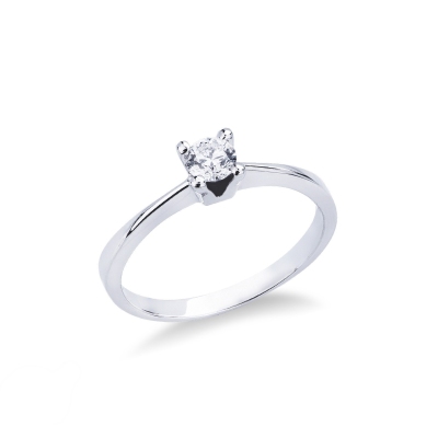 Bague solitaire avec diamant 0.30 ct en or blanc 18k 