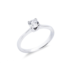 Bague solitaire en or blanc 18k à quatre griffes ct. 0,40