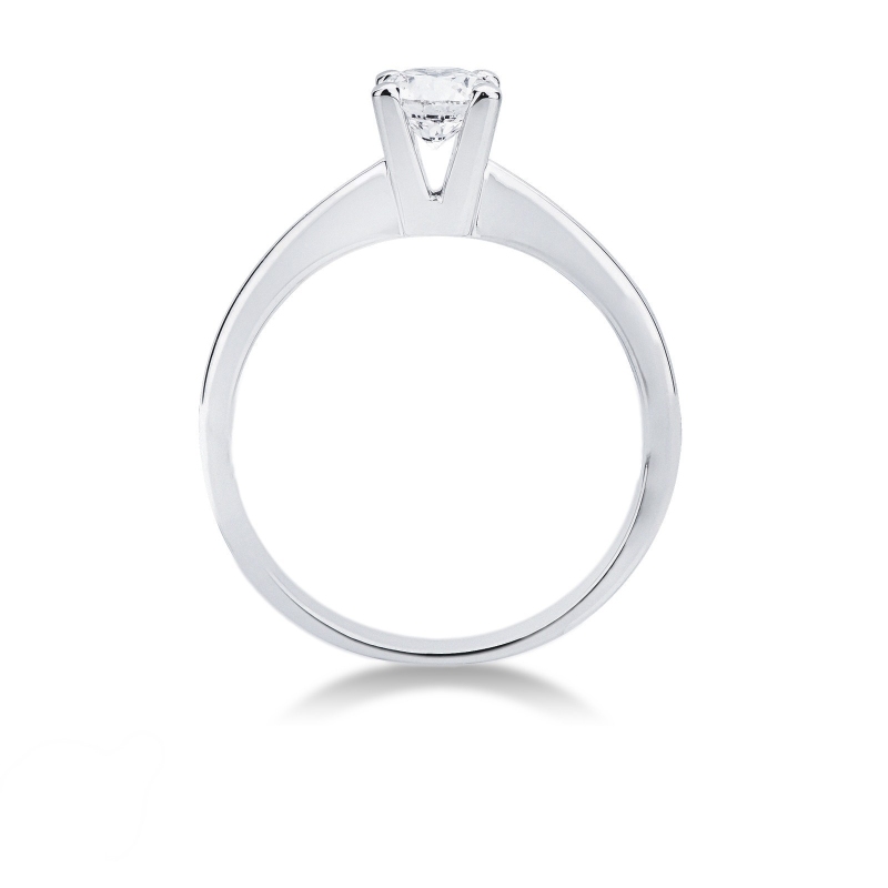 Bague solitaire diamant 0,50 ct or blanc 18k quatre griffes
