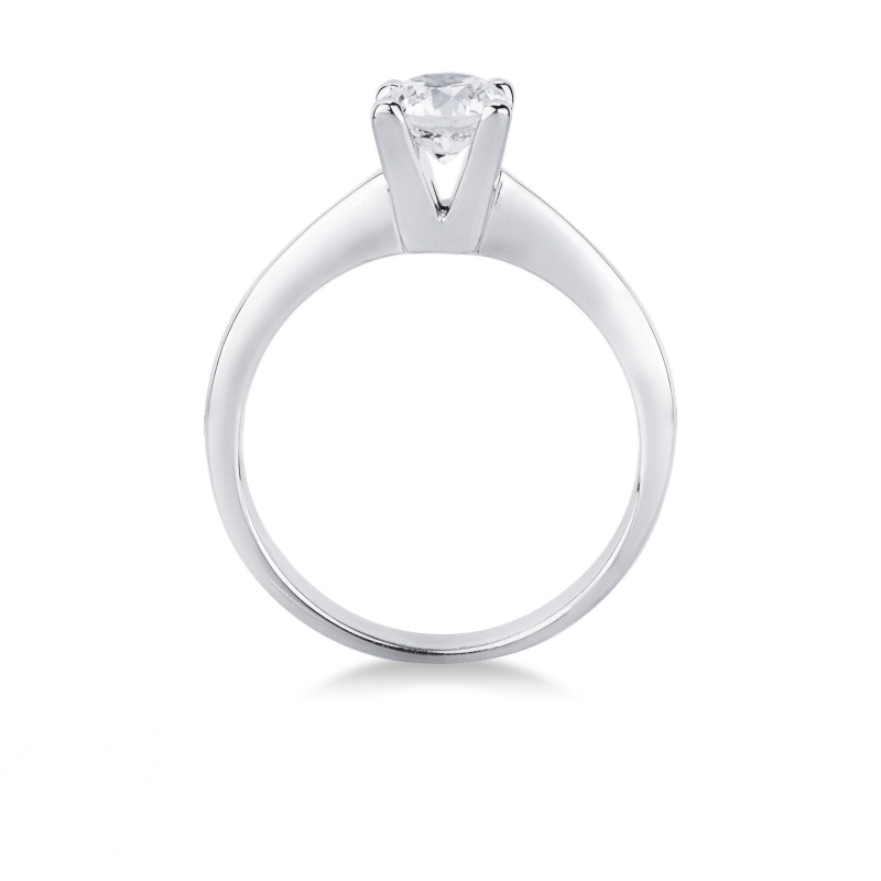 Bague solitaire diamant 0,70 ct or blanc 18k quatre griffes