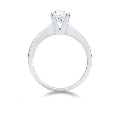 Bague solitaire linéaire à griffes en or blanc avec diamant ct. 0,90