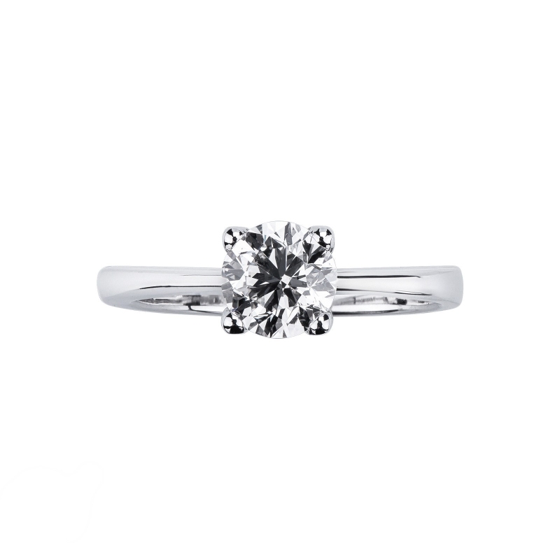Bague solitaire linéaire en or blanc 18ct avec diamant 1 carat Bague solitaire linéaire en or blanc 18ct avec diamant 1 carat