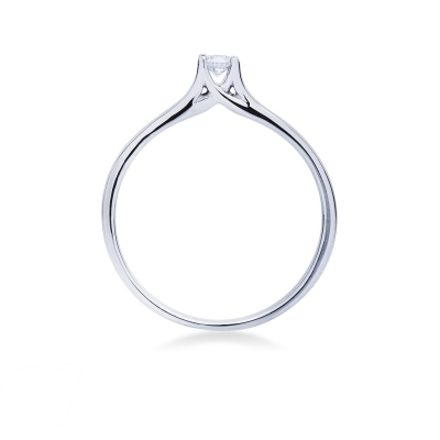Bague solitaire diamant 0,15 ct or blanc 18k quatre griffes