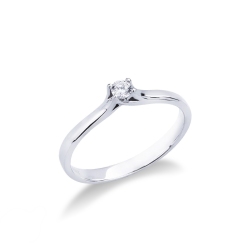 Bague solitaire diamant 0,15 ct or blanc 18k quatre griffes