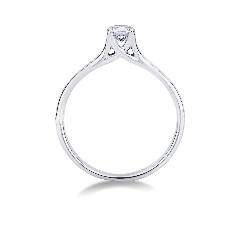 Bague solitaire 4 griffes en or blanc 18k avec diamant 0,30 ct