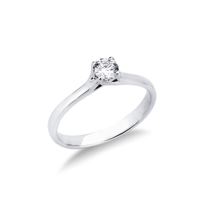 Bague solitaire 4 griffes en or blanc 18k avec diamant 0,30 ct
