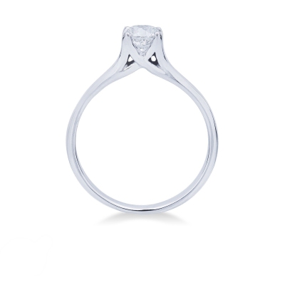  Solitaire bague en Or Blanc 18k avec Diamant 0,50 ct