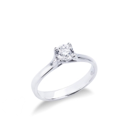  Solitaire bague en Or Blanc 18k avec Diamant 0,50 ct