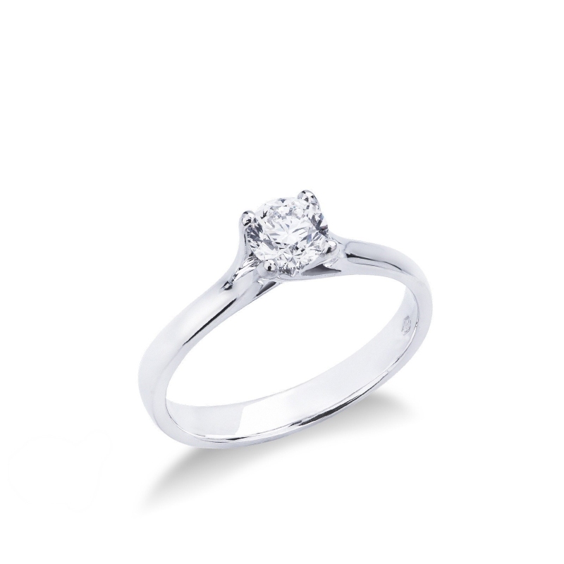  Solitaire bague en Or Blanc 18k avec Diamant 0,50 ct