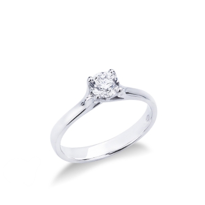 Solitaire bague en Or Blanc 18k avec Diamant 0,50 ct