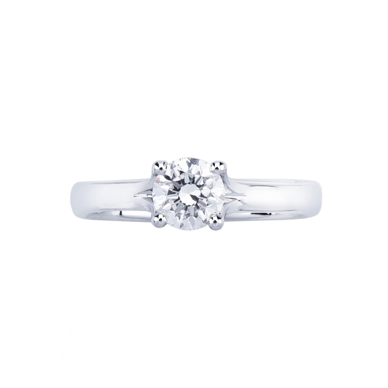 Bague Solitaire en Or Blanc 18k avec Diamant 0,70 ct