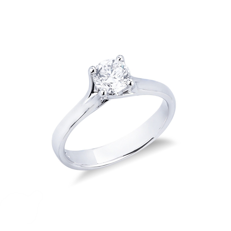 Bague Solitaire en Or Blanc 18k avec Diamant 0,70 ct