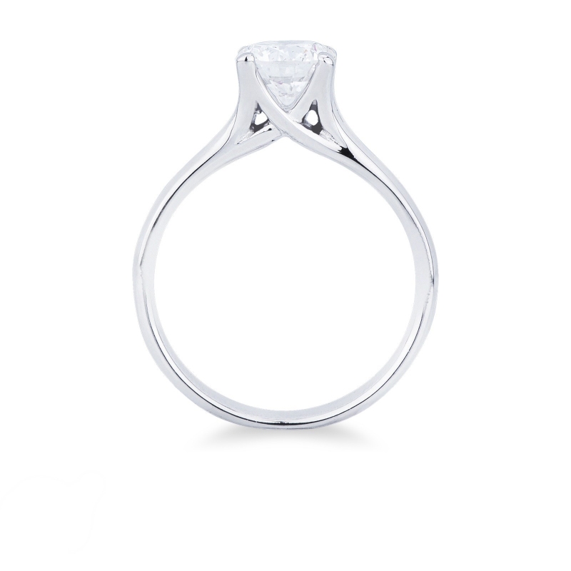 Bague solitaire mariage or blanc 18 ct avec diamant 0.90 ct