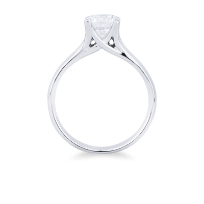 Bague solitaire mariage or blanc 18 ct avec diamant 0.90 ct