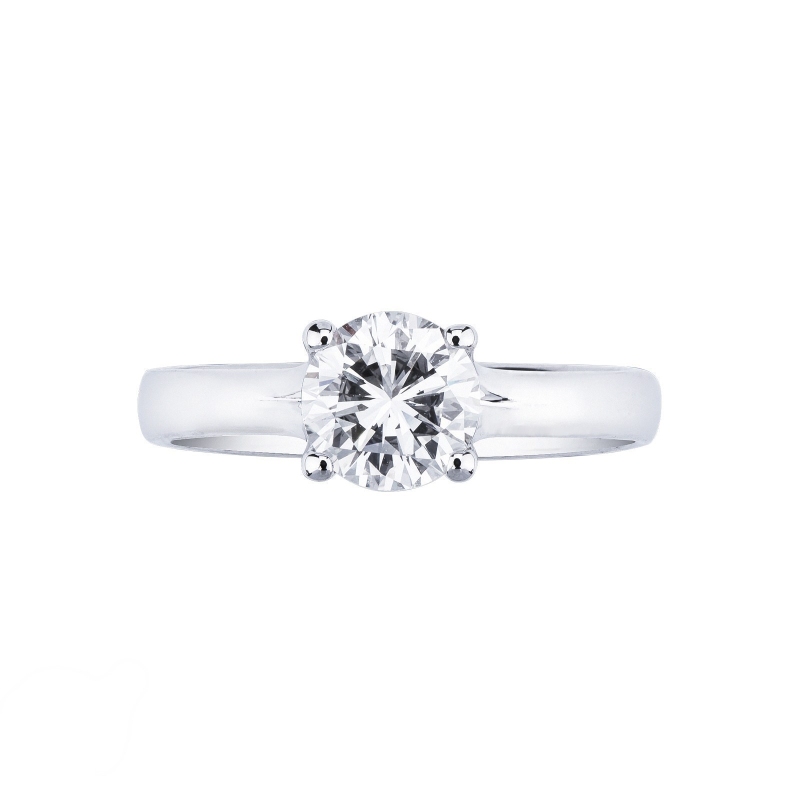 Bague solitaire mariage or blanc 18 ct avec diamant 0.90 ct
