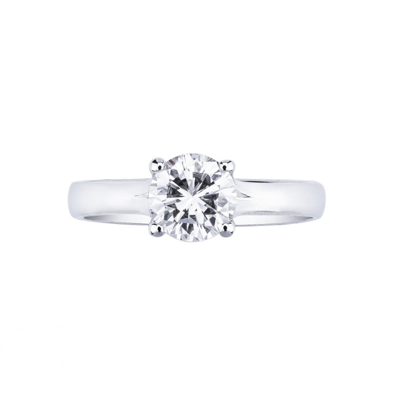 Bague solitaire en or blanc 18 carats avec diamant 1.00 ct Bague solitaire en or blanc 18 carats avec diamant 1.00 ct