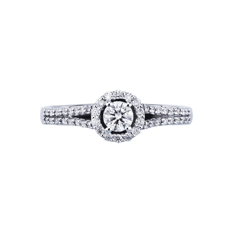 Bague Solitaire en Or Blanc 18k Diamant Central 0,25 ct