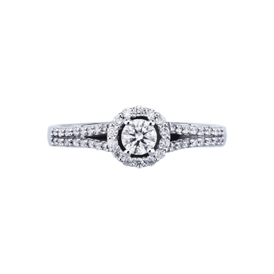 Bague Solitaire en Or Blanc 18k Diamant Central 0,25 ct