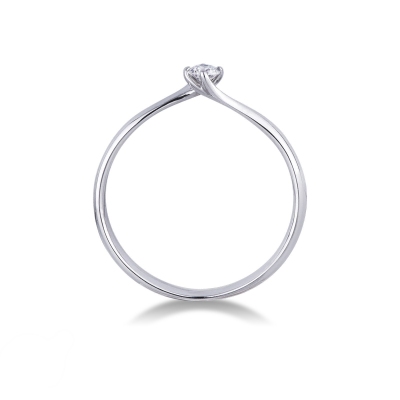 Bague Diamant Solitaire Élégante en Or Blanc 18k ct. 0,10