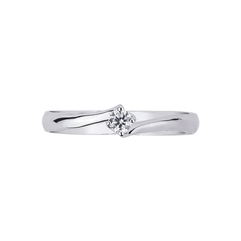 Bague Diamant Solitaire Élégante en Or Blanc 18k ct. 0,10