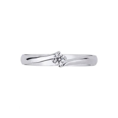 Bague Diamant Solitaire Élégante en Or Blanc 18k ct. 0,10