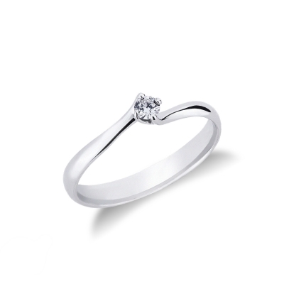 Bague Diamant Solitaire Élégante en Or Blanc 18k ct. 0,10